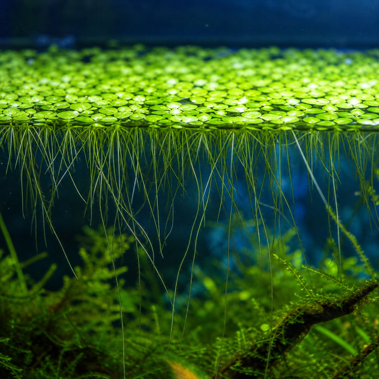 Fresh aquarium duckweed with long roots
